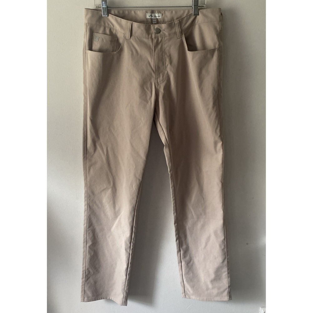 Peter Millar eb66 Performance Pants Size 34x32 Five-Pocket Tan Golf ME0EB66FB
